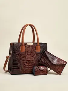Fashion Crocodile Pattern Saddle Bag, Casual PU Material, Large Capacity, Versatile Crossbody Handbag, Perfect for Travel and Shopping