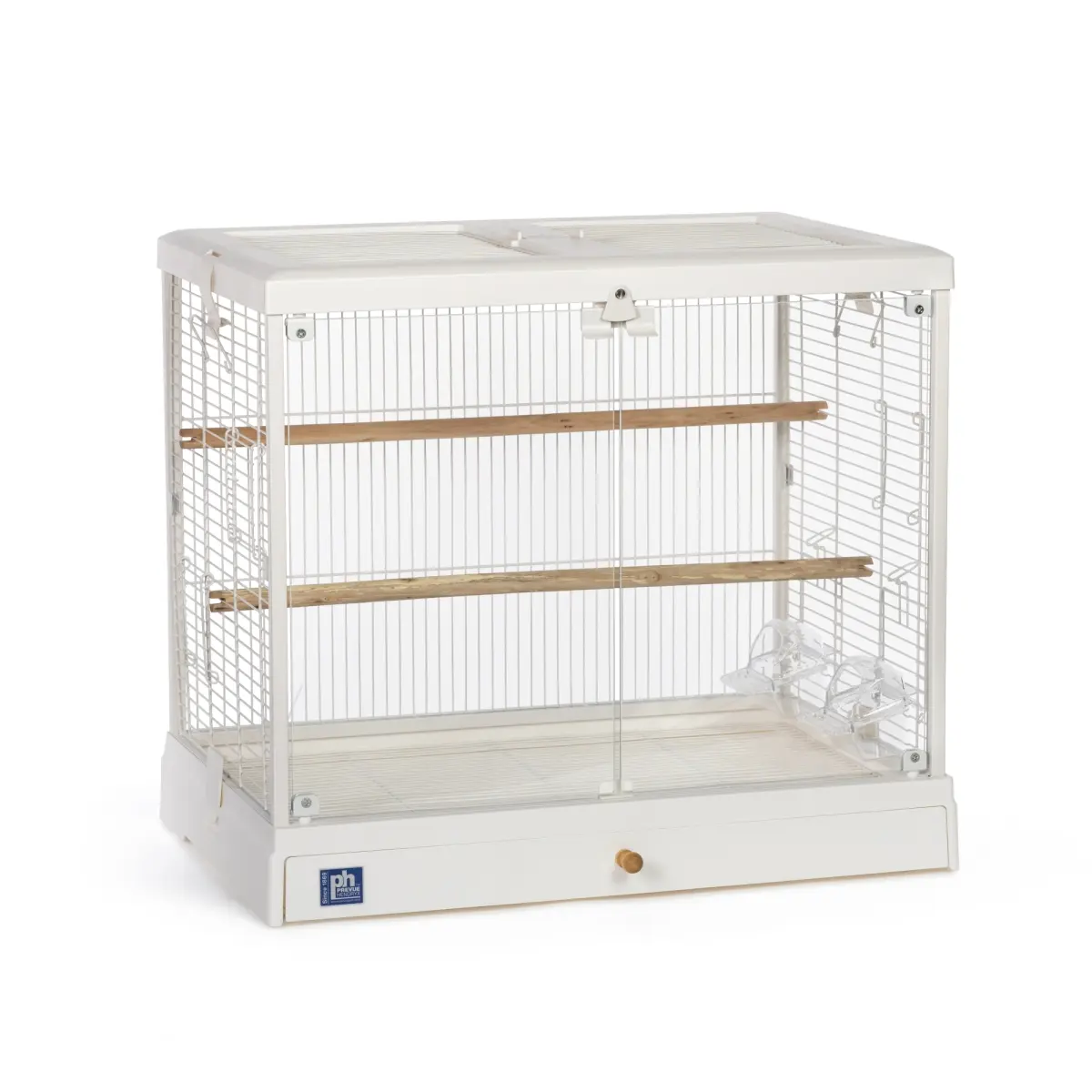Prevue Pet Products Crystal Palace Luxe Glass&Steel Bird Cage with Playtop, Magnetic Closures, Windbell Lock, 20 lb Capacity, 24.25x16.5x21.75 in, Horizontal-Vertical Wires, Removable Debris Tray for Easy Cleaning