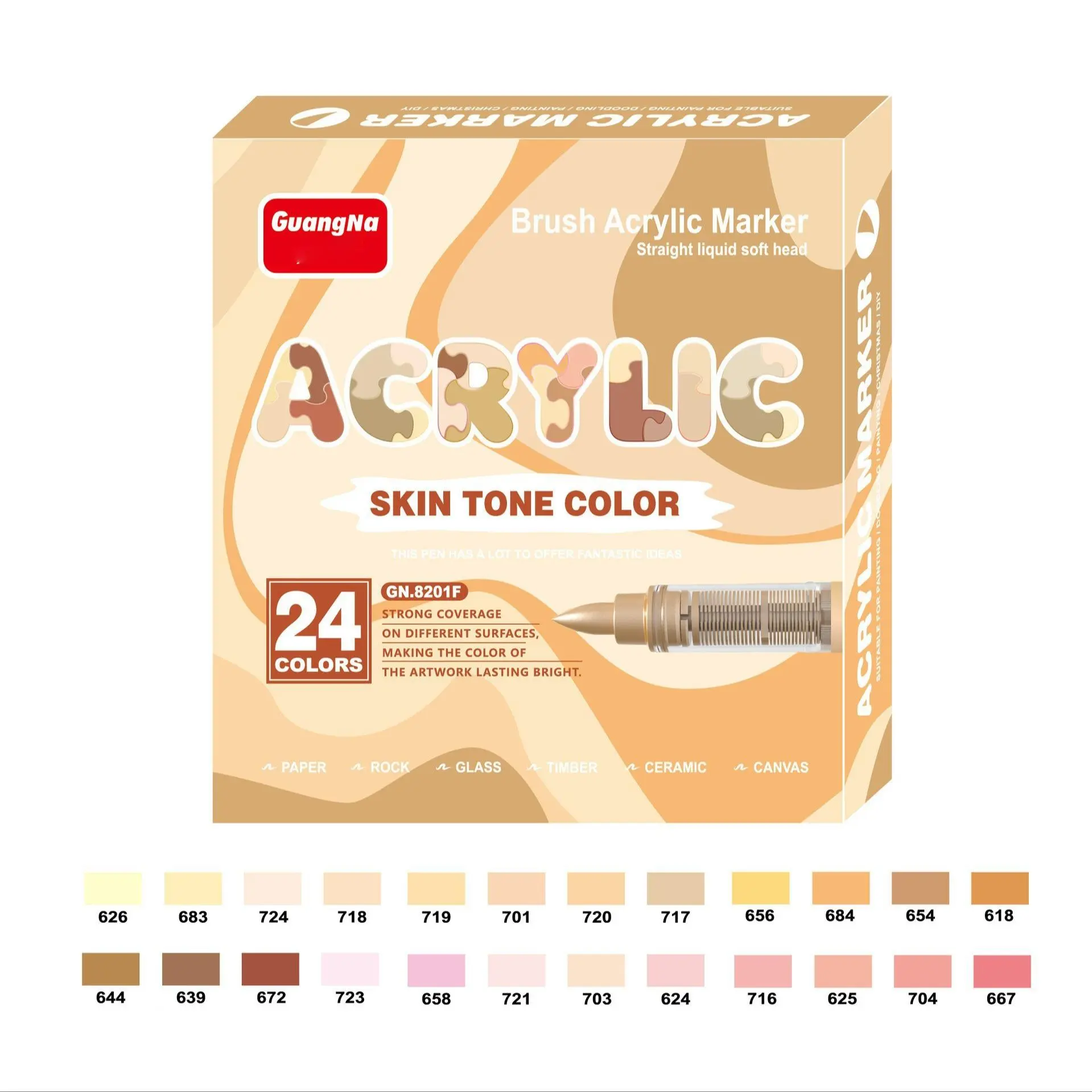 Acrylic Marker Pen,  24pcs/set Acrylic Painting Pen, Art Marker Pen, Drawing Pen for Artwork, Art Supplies for Students, Acrylic Paint Markers, Liquid Acrylic Markers, Coloring Markers, School Supplies