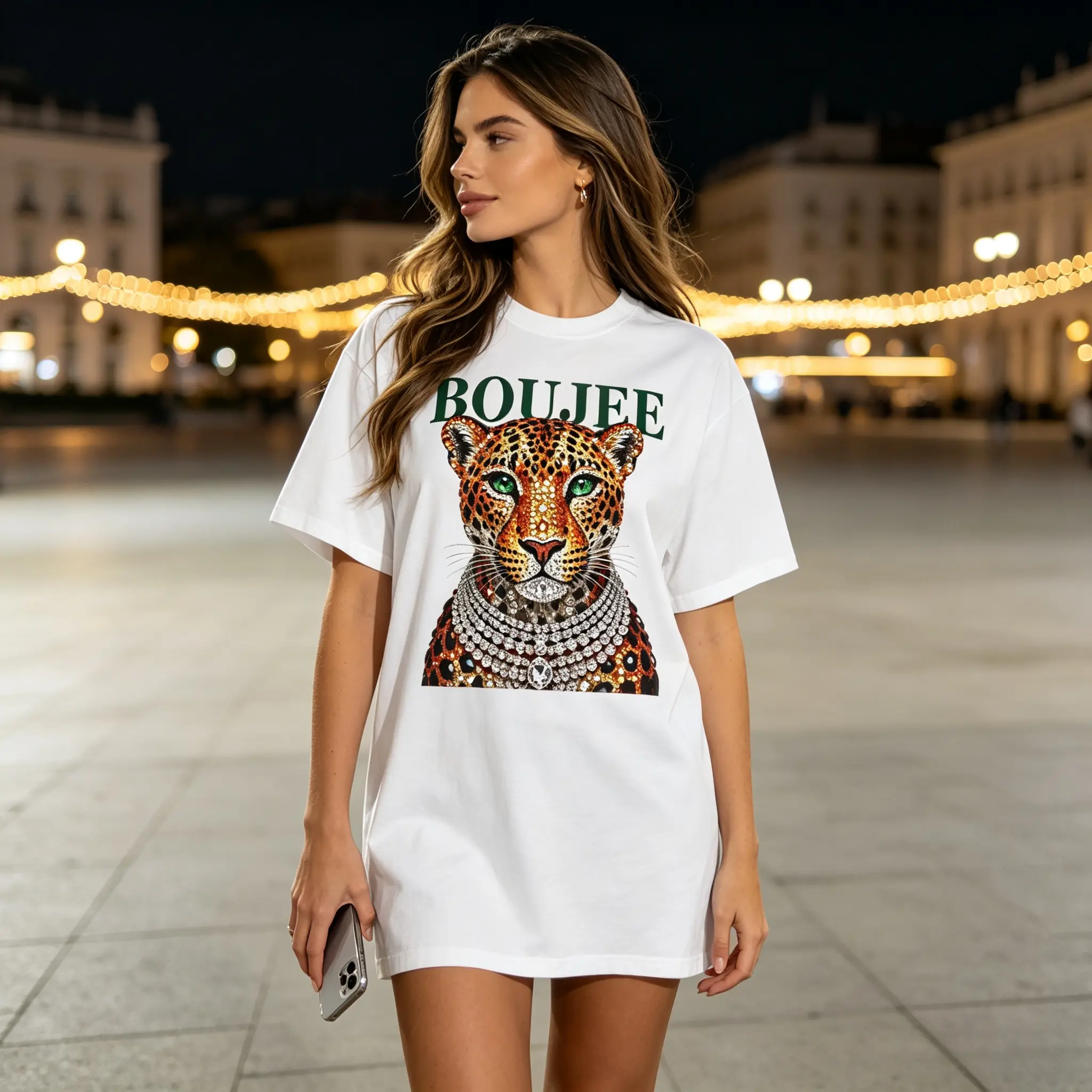 Comfy Vintage Leopard Print Shirt, Glam Fashion Graphic Tee, Trendy Animal Print T-Shirt,Boujee Diamond Bling Leopard Head Graphic T-Shirt, Women’s White Luxury Aesthetic Short Sleeve, Rhinestone Effect Boujee Leopard Casual Tee, Glam Fashion Top,Muppet s