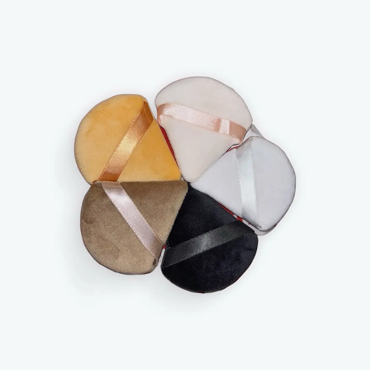 5pc Triangle Shaped Velvet Powder puffer Makeup Compact Set