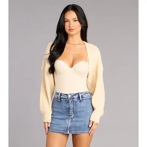 Sweet And Cozy Oversized Knit Sweater Bolero