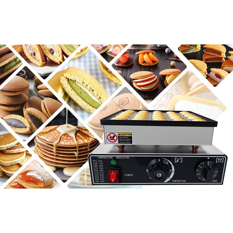 Garvee Mini Dutch Pancake Maker Machine – 900W Nonstick Electric Poffertjes Iron, 25 Cavities (1.57 Inch), Precise Temp Control (122°F-572°F) & Timer, Fast Even Heating for Home, Party, Café