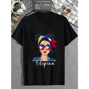 cotton Filipina Flag Souvenirs Woman Uniform Girl Hat Philippines T-Shirt casual Fashion graphic tees for women