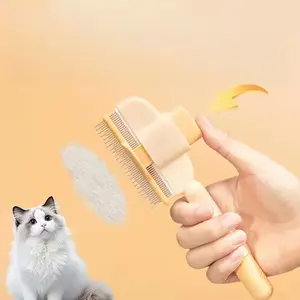 PetGroom Essential 2 Pack Pet Comb for Dogs & Cats with Long Short Stainless Steel Teeth Self-Cleaning Flea Comb Cat Brush with Release Button for Shedding Tangles