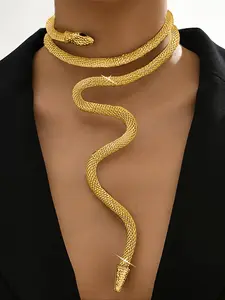 Snake Shaped Adjustable Fashion Necklace, Flexible Bendable Design, Stylish Accessory for Women & Men, Multilayer Necklace, Fashion Jewelry Party
