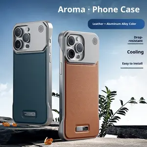 Aroma Leather Phone Case for iP17 Pro Max MagSafe Frameless Protection Easy Install Cooling