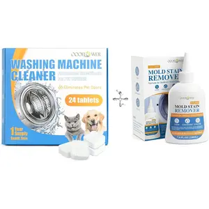 24PC Machine Cleaner Tablets+Stain Remover Gel Cleaner, Duty Cleaner for Front Loader Machine Seal, Tile, Grout, Shower &, 7.76 Fl Oz