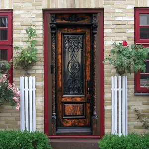 2pcs   Vintage European Carved Decorative Door Wall Sticker Stereo Simulated Wooden Door Decal Self Adhesive Removable Waterproof Fake Door Mural for Living Room Entrance Background Wall Classic Patter