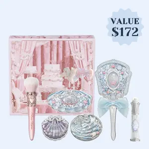 Flower Knows Mermaid Glow Set, full face makeup set with brush, mirror, hairpin, cosmetic, ideal for gift, dealsforyoudays