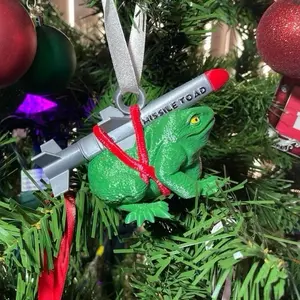Mistletoe "Missile Toad" Ornament Unique Christmas Tree Decoration with Frog and Missile Design Plastic Material Funny Pun Shop