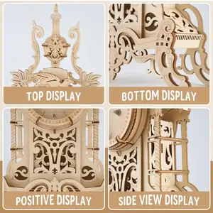 3D Wooden Puzzle Luminous LED Tower Clock Models for Adults to Build DIY Wood Clock Puzzle Desktop Clock Making Kit Architectural Model Building Puzzle for Birthday DIY Project Wooden Jigsaw Puzzle