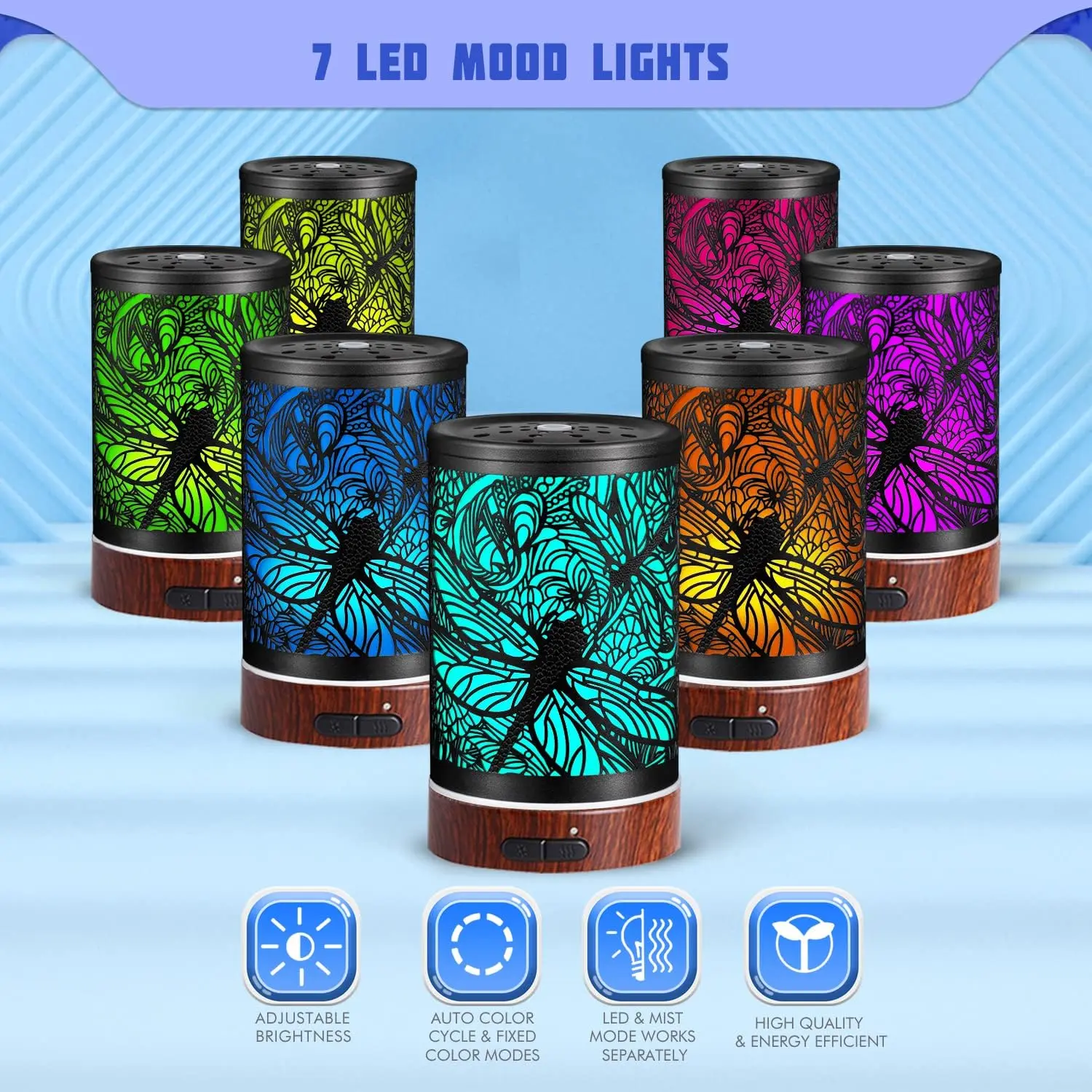 Essential Oils Diffuser,Christmas Aromatherapy Diffuser,Birthday Gifts for Women Mom Grandma,Metal Cool Mist Humidifier with 7 Colors Lights Waterless Auto Off Air Diffusers (Dragonfly)