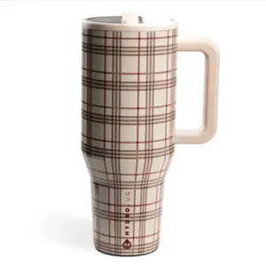 HydroJug Traveler 20oz/32oz/40oz Leak-Proof Insulated Tumbler with Flip Straw & Cup Holder Fit Flasks Lid Hot for 24 Hours BPA-Free Leakproof Autumn Checkers Drinkware Mug