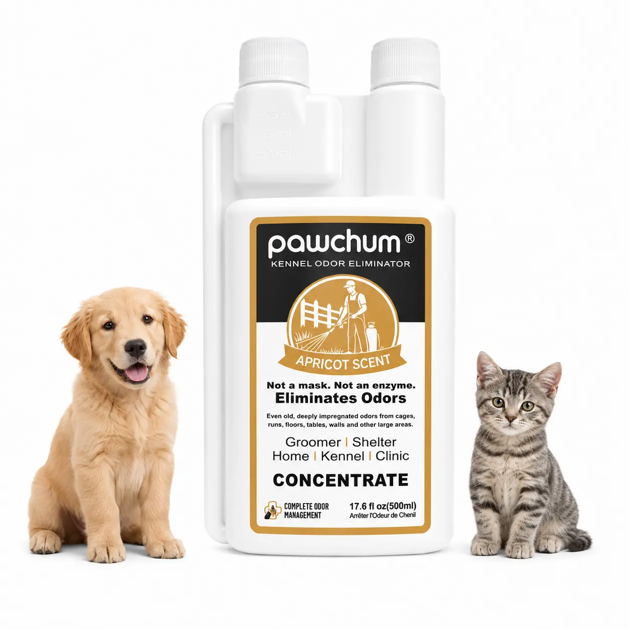 Pawchum 16oz Concentrated Kennel Odor Eliminator & Destroyer, Powerful Non-Enzymatic Pet Deodorizer with Fresh Apricot Scent, Long-Lasting for Kennels, Floors, Odor Destroyer