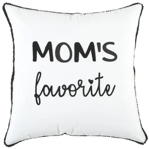 360 Stand Square Black & White Bubble Weave Cotton Duck Throw Pillow - Embroidered Letters, Modern Design, Bedroom Decorative Accessories, Mom-Focused Pick
