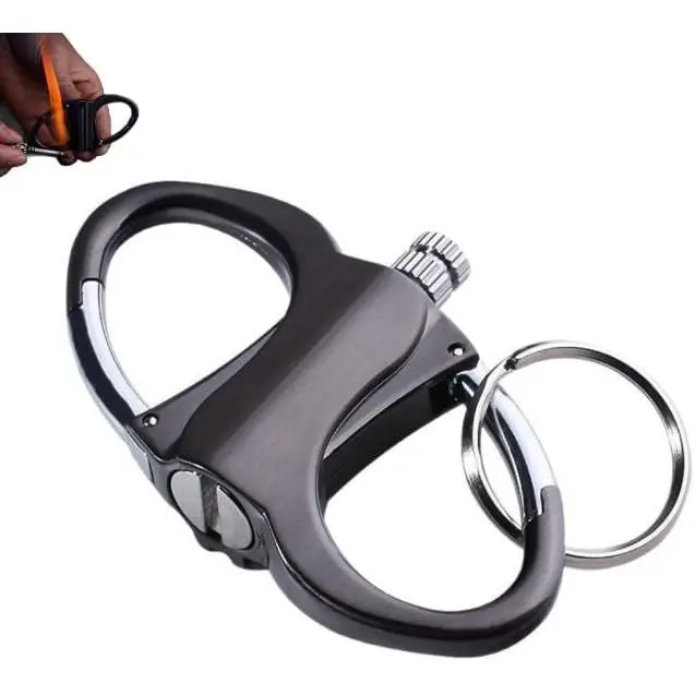 Reusable Emergency Keychain Lighter - Windproof & Refillable Survival Lighter for Camping, Hiking, Power Outages |   Waterproof Outdoor Fire Starter with Carabiner Clip