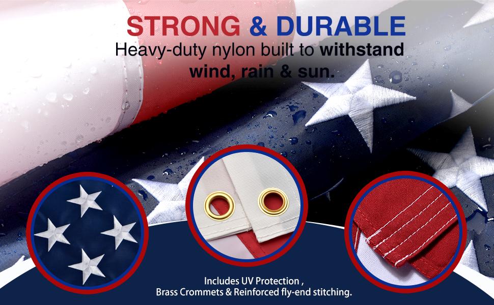 Mother Day Gift American Flags for Outside 3x5 FT- Heavy Duty US Flag USA Flag with Embroidered Stars, Sewn Stripes & Brass Grommets, Weather-Resistant, 4th of July Decorations