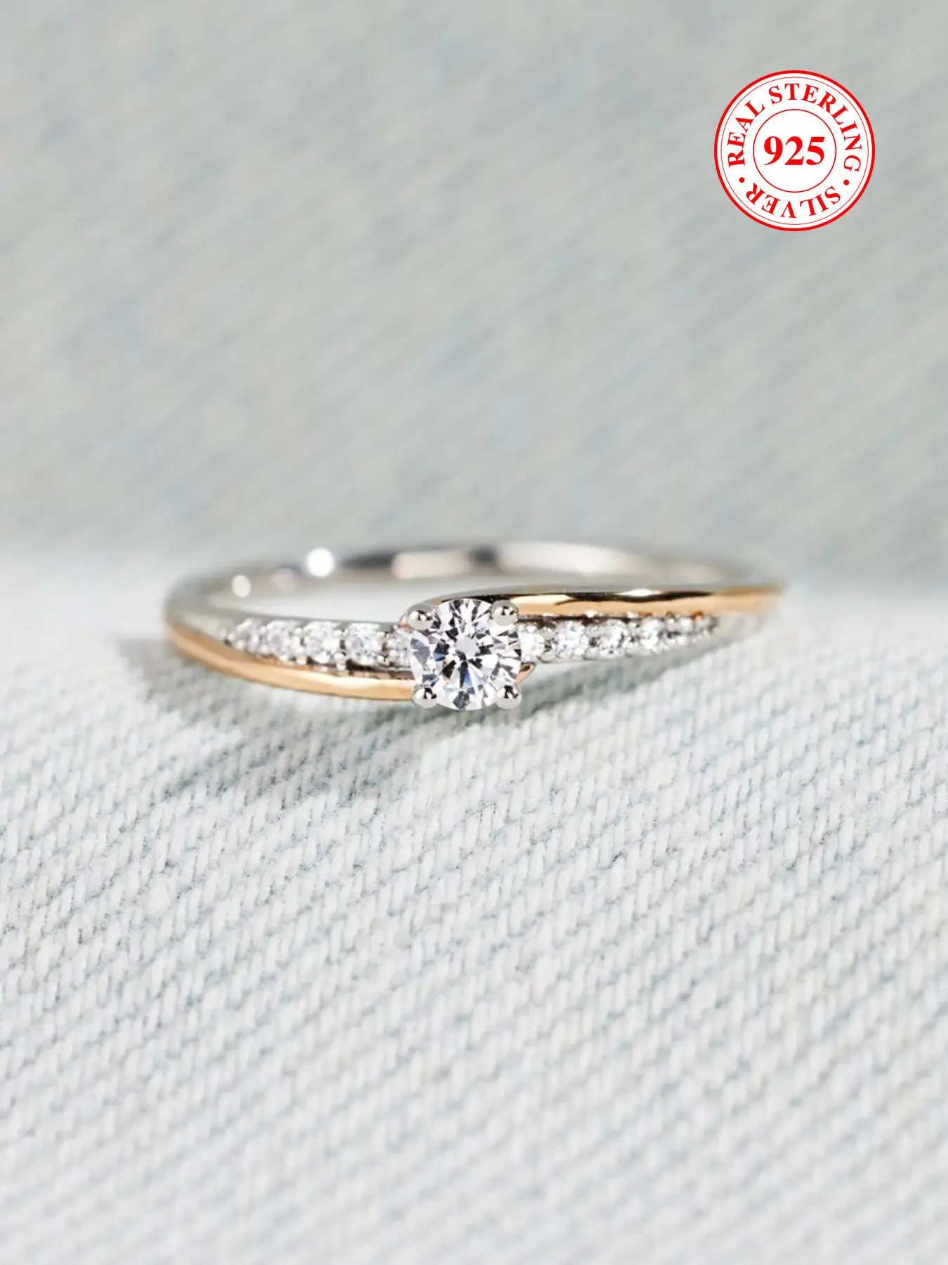 S925 Sterling Silver Women's Elegant Artificial Zircon Decor Promise Ring, Exquisite Trendy Engagement Ring, Fashionable Jewelry for Women & Girls As