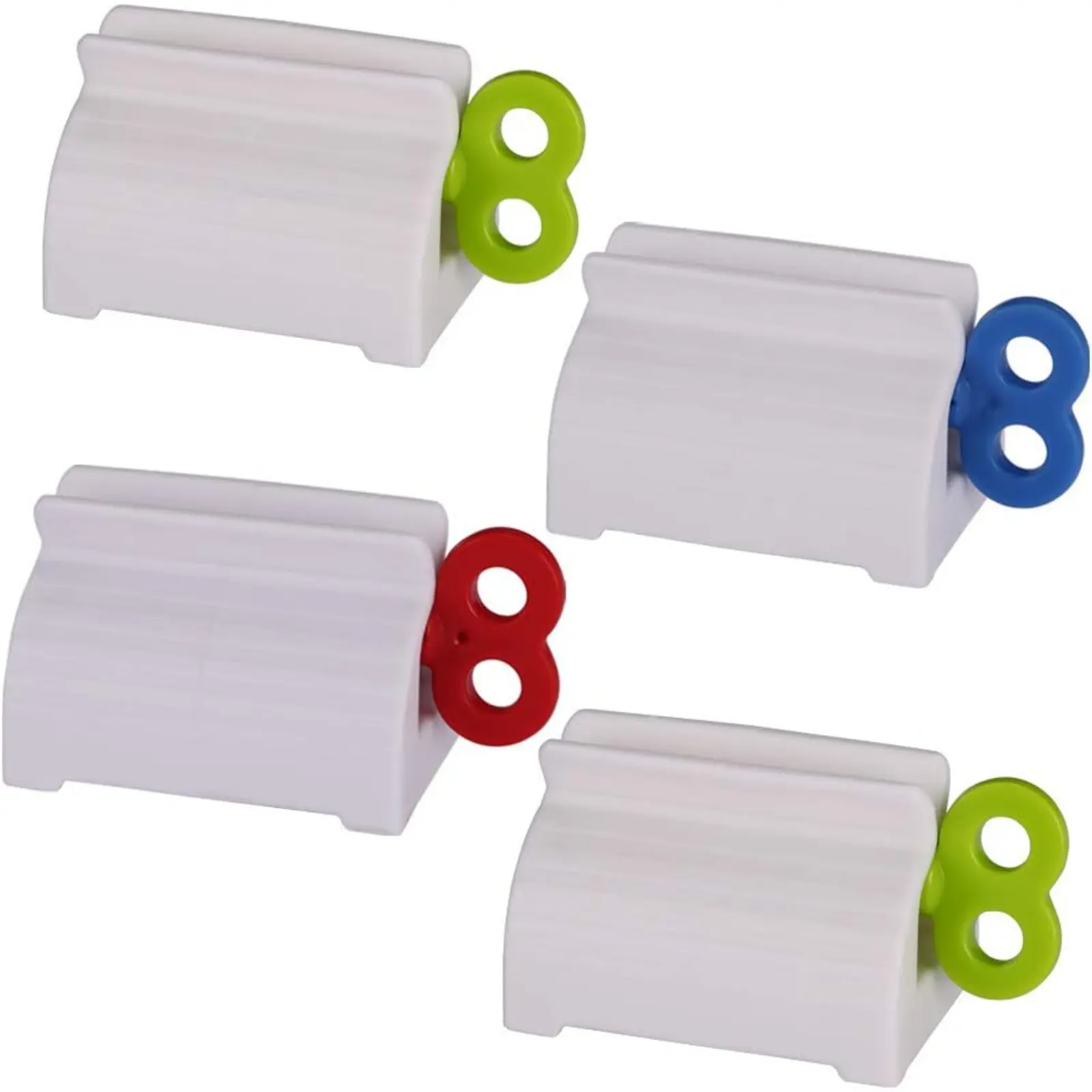 Toothpaste Tube Squeezers Manual Roller Squeezer Tool with Colorful Number 8 Design Water Draining Multi Colored Toothbrush Squeezers Clip Holder Stand Winder
