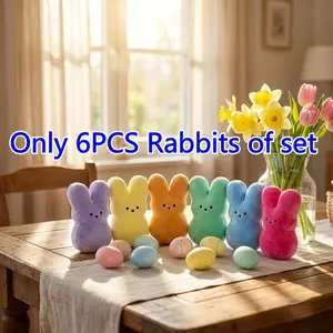 6pcs Cute Rabbit Plush Dolls | Soft Huggable Stuffed Animals in Yellow, Green, Purple, Rose Red, Orange - Ideal for Christmas, Valentine'S Day, Birthdays & Easter Gifts Stocking Stuffers