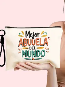 Cosmetic Travel Bag Set, Canvas Makeup Pouch with Detachable Wrist Strap, Large Capacity, Ideal Gift for Grandmothers, Spanish Culture Lovers