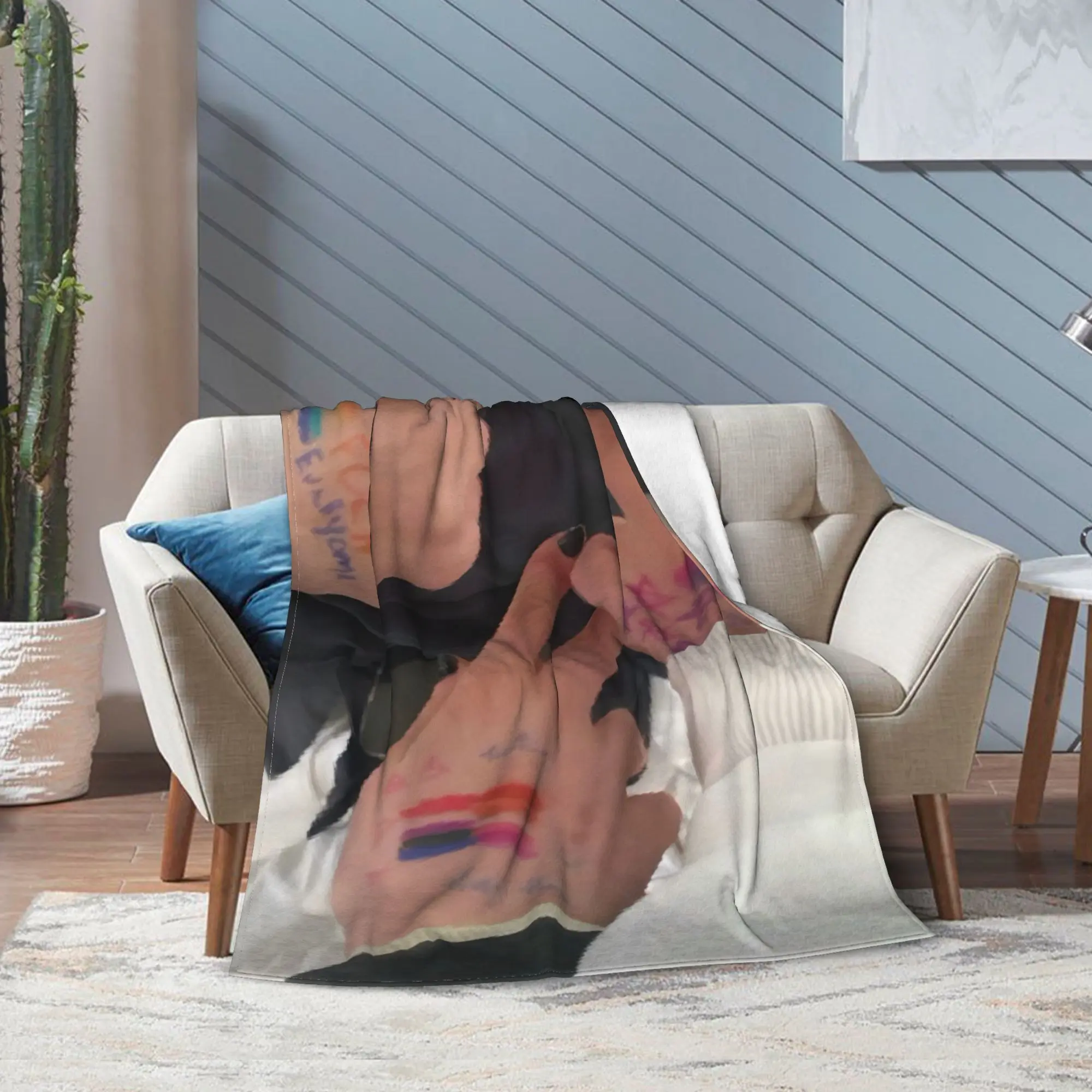 Bisexual Pride Ultra-Soft Microfiber Poly Flannel Fleece Throw Blanket - 40x50 in, Multi-Size, Colorful Handprint & Rainbow Print, Wrinkle Resistant, All-Season Cozy, LGBTQ+ Living Room Decor, Thanksgiving-Father's Day-Valentine’s Day Gift
