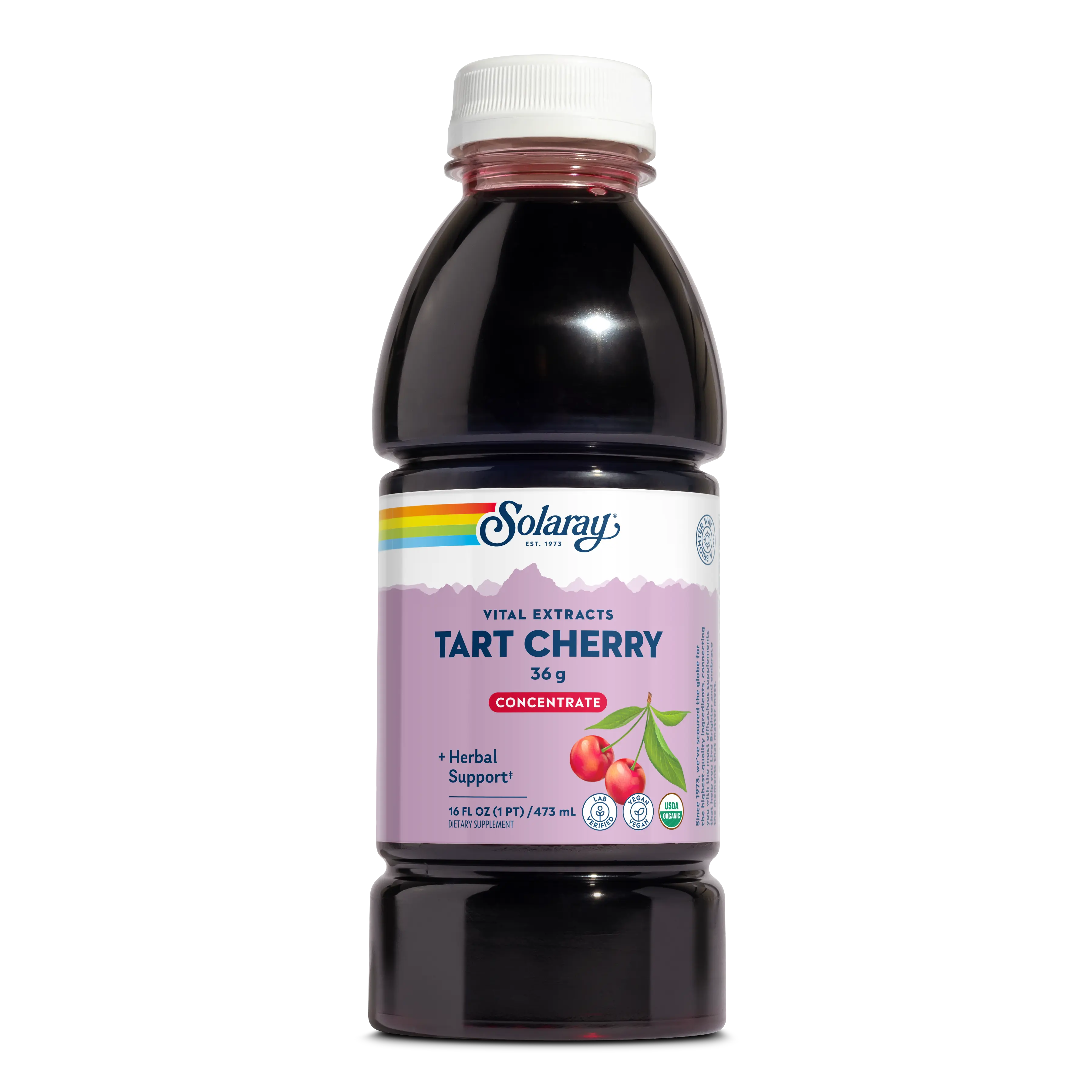 Solaray Tart Cherry Concentrate 16oz USDA Organic 36g Anthocyanins for Wellness Support No Added Ingredients