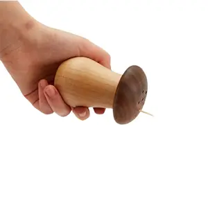 2pcs Toothpick Holder, Cute Mushroom Toothpick Dispenser,Wooden Toothpicks Container for Kitchen Home Restaurant Dining Room Birthday for Friend Family Wood Decoration, Kitchen Organizers