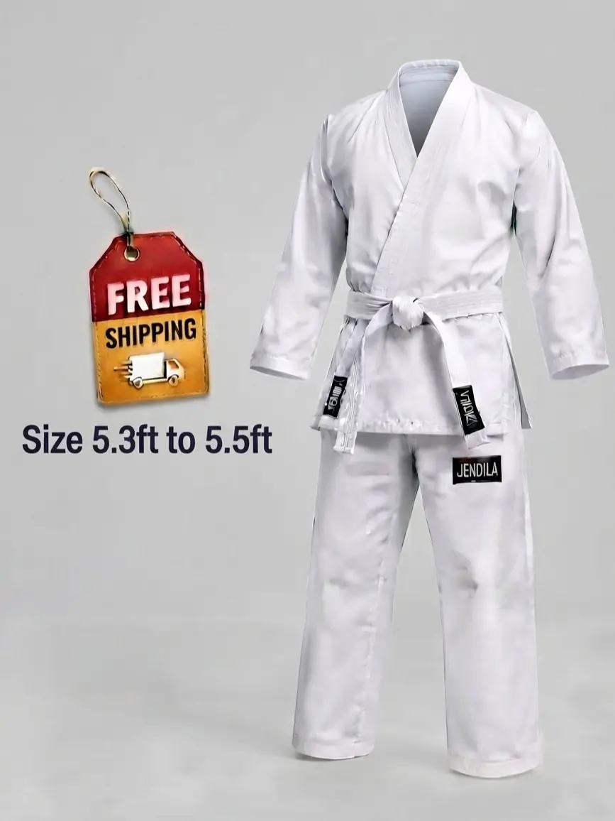 Traditional Martial Arts Uniform with Jacket, Pants & White Belt Lightweight Karate Gi Set for Kids & Adults (Size 3)