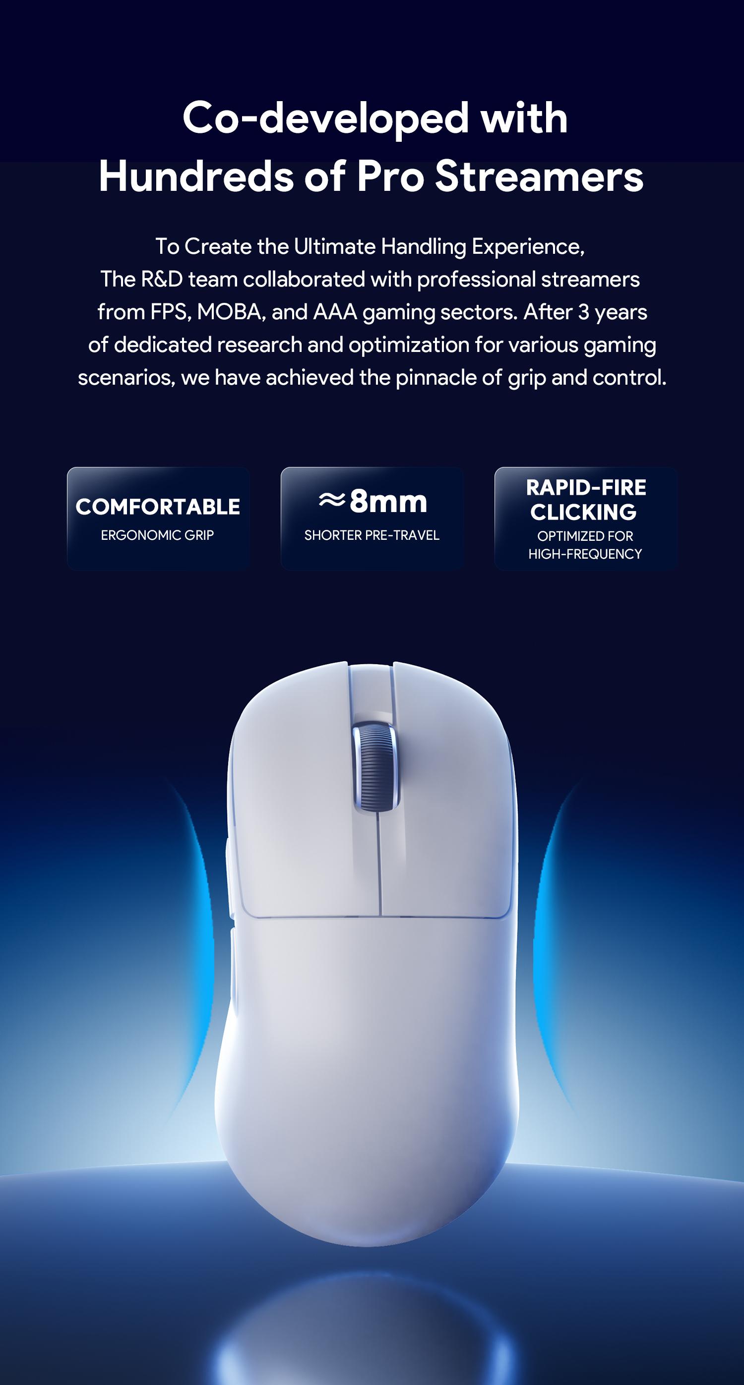 FURYCUBE G3 Lightweight Wireless Gaming Mouse 6 adjustable level DPI UP to 22000 Ergonomically Design 2.4G Bluetooth Long Battery Life Weight 49g Office Gaming Mice【Free Anti-Slip Stickers】auto clicker, gift, ps5 xbox fps games