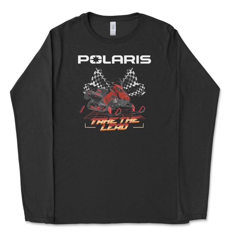 Polaris Indy Snowmobile Long-Sleeve Tee - Comfortable Fit for Snowmobiling, Ideal for Cold Weather Classic Collar Shirt Soft Cotton Top Menswear Day Sport Stitch Fabric Tshirt Streetwear Casual Crewneck