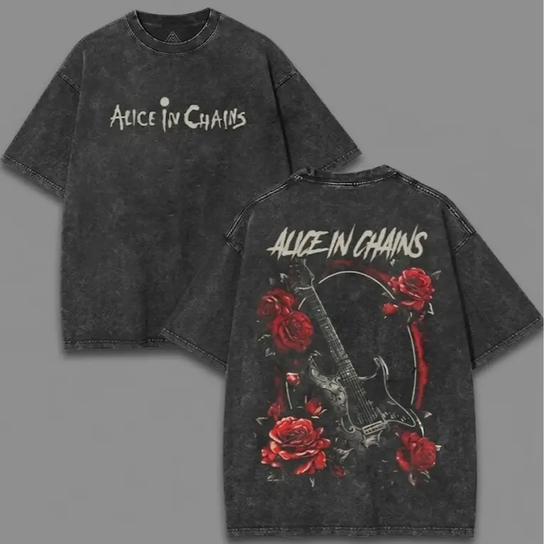 Alice In Chains band t shirts Washed Tee, vintage clothing rock concert outfits, Oversize Streetwear Heafatkunvy Cotton Top, Unisex Alternative Metal Concert grunge clothes 90s Graphic American Casual Short Sleeve Tee | Premium Soft Cotton Classic T-Shirt