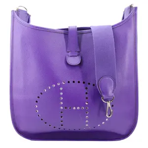 Pre-owned HERMÈS Leather Crossbody Bags Hermes Evelyne PM Epsom Crossbody Bag Purple
