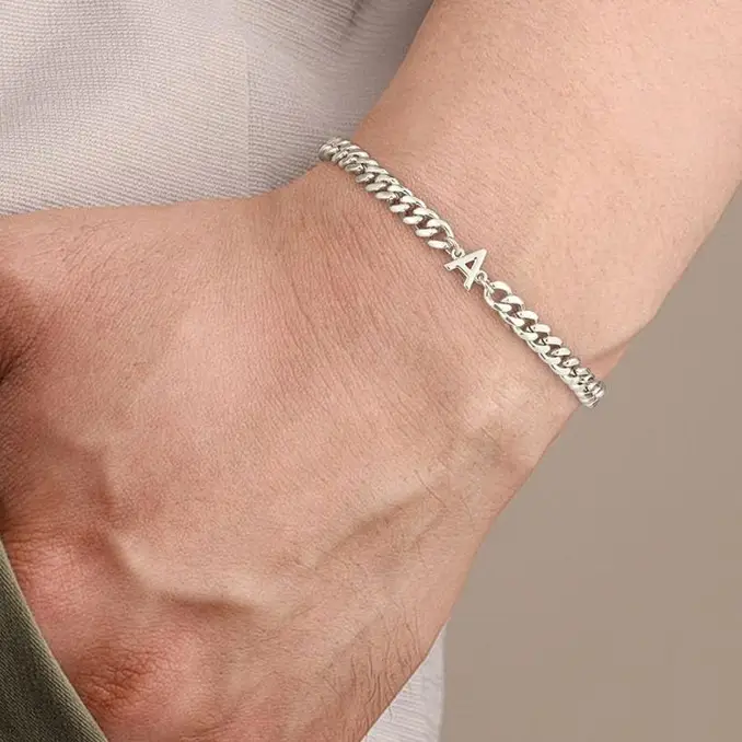 26 English letters men's bracelet stainless steel silver bracelet daily wear