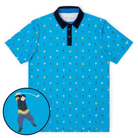 Men's Happy Gilmore Adam Sandler Sublimation Personalized Graphics Classic Shortsleeve Breathable Golf Polo Shirt - Athletic Gift for Dad, Golf Tournament/Casual Wear, Father's Day Gift Idea