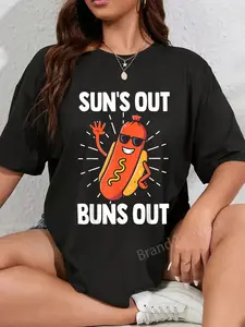 100% Cotton Sun's out buns out hot dog costume T-Shirt for Men Women Kids