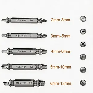 Stripped Broken Screw Remover,6 Counts Set Easy Out Bolt Extractor, Damaged Screw Extractor Set,Double Head Extraction Design Extractor Head,Household Repair Tools, Power Tool Accessories, Screwdriver Bit Clip.