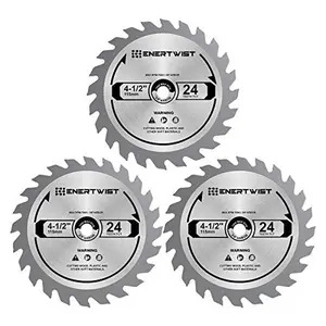 4-1/2 Inch 24T Compact Circular Saw Blade Set, Pack of 3-Pieces TCT Saw Blades Assorted for Wood, Plastic and Composite Materials, 3/8" Arbor, ET-CSA-3