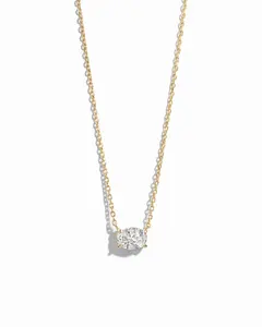 Sami Jewels Oval Pendant Necklace for Women, 925 Sterling Silver Plated with 14k Gold, 16" with 3" Extension Chain, Lobster Clasp Closure, Hypoallergenic and Nickel-free, Ideal for Everyday Wear