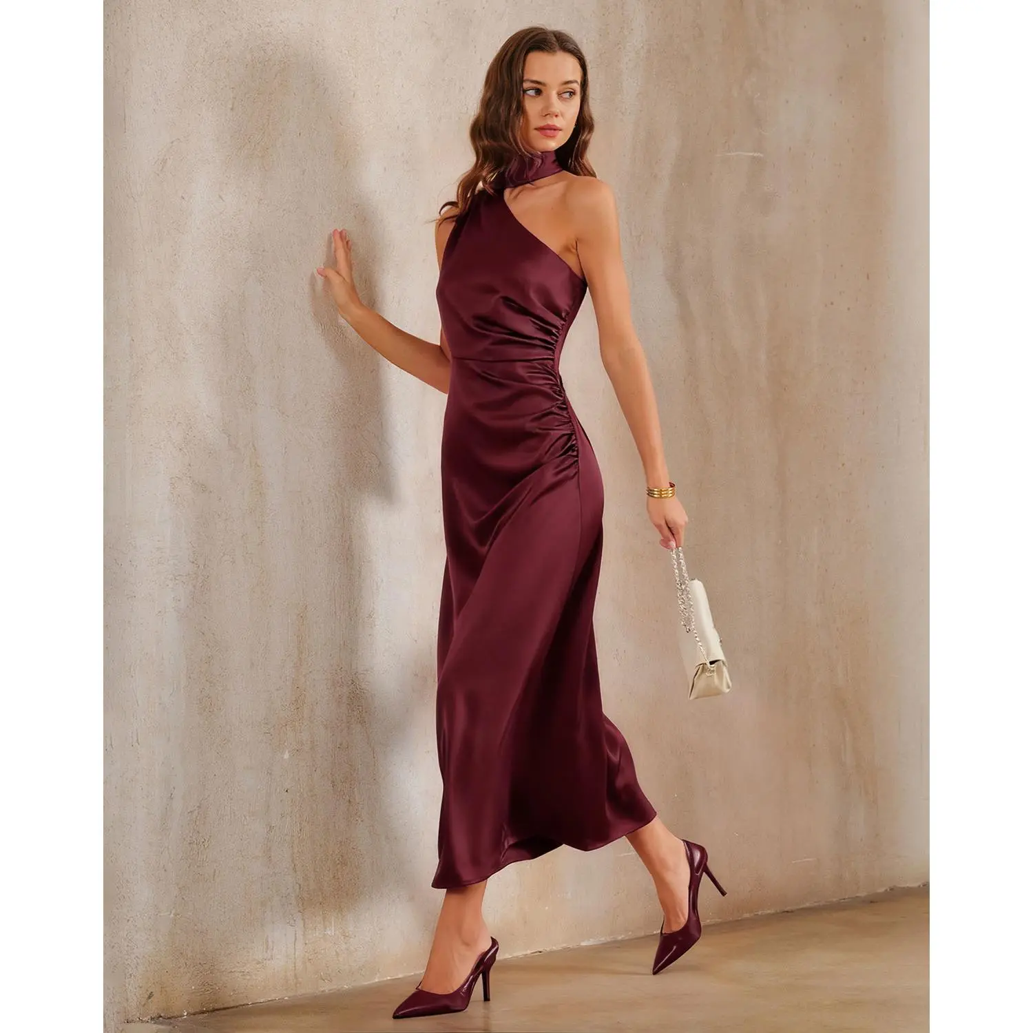 open lace back dress Deme by Gabriella Kathy Red Satin Backless Gown main image 1