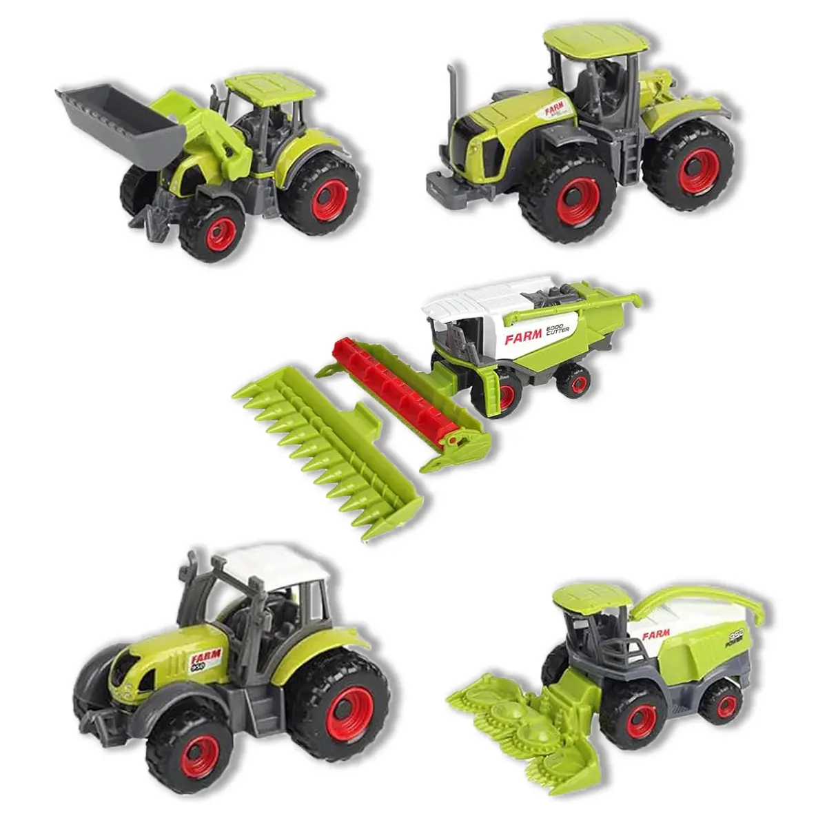 1:64 Diecast 5-in-1 Alloy Farmer's Car Toy Set, Mini Farm Tractor Diecast Models, Kids 3+ (3-8 Years) Educational Toy, Birthday Cake Topper Decorations, Birthdays