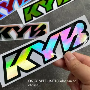 2PCS/SET Personalized KYB Iridescent Sticker, Motorcycle Stickers, Motorcycle Decoration - For motorcycle corners, logo with KYB font + rainbow gradient luster, adds highlights, personalized choice for detail lovers