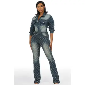 Sareka Dark Wash Denim Jacket & Sareka Stacked Jean Set