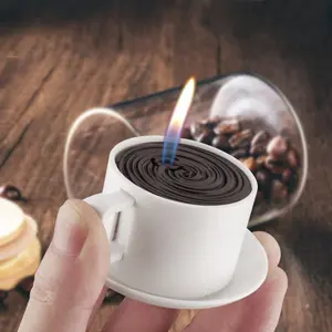 Taughch Coffee Cup Lighter — Home collectible, creative personalized design, refillable butane gas ignition device, metal and plastic materials, kitchen igniter tool, ideal gift