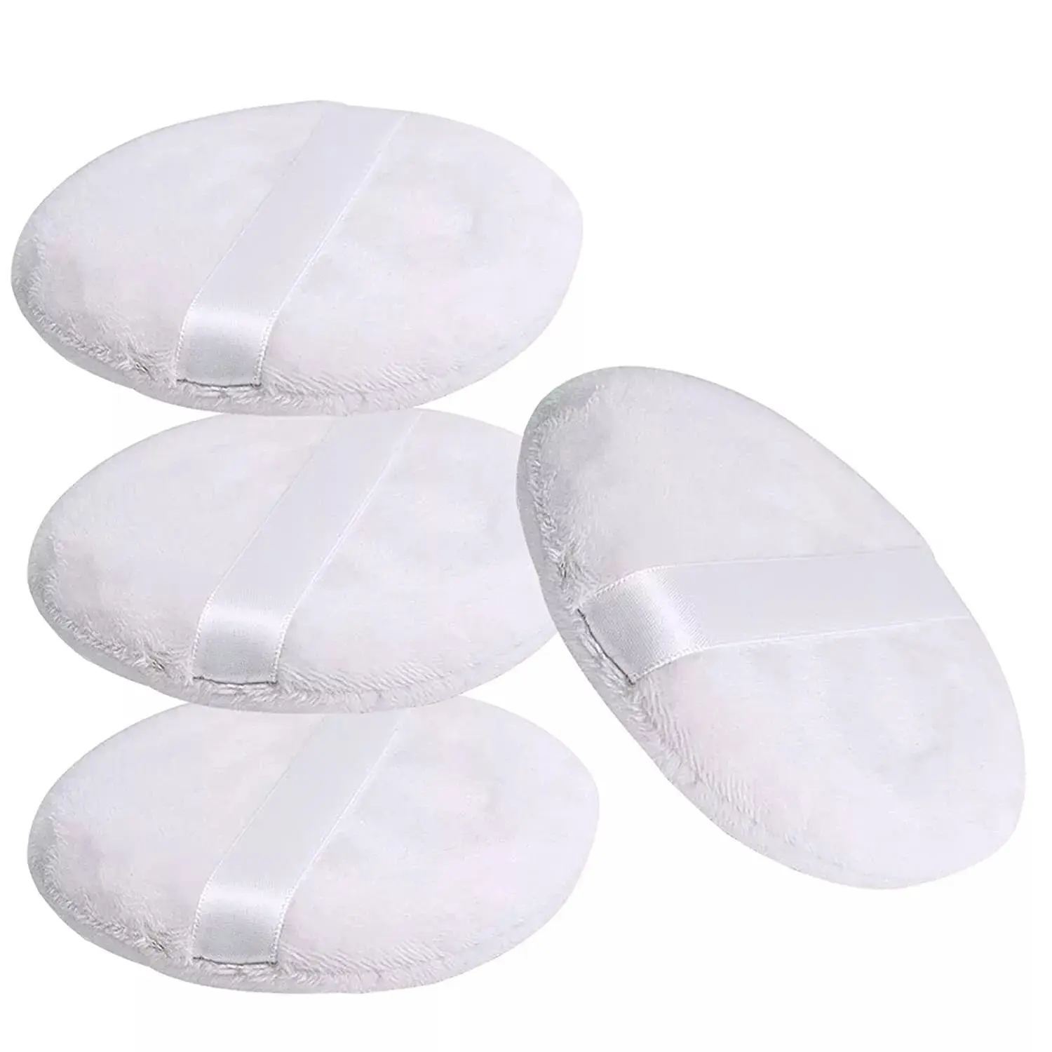 Victoria Vogue 4 Count - Double Velour Puff 3" for Loose Powder, Fits Large Powder Containers Pink Flawless enhance skin travel makeup Portable Velvet face puffer White triangle
