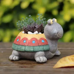 1 Piece Funny Live Cute Animal Mini Flowerpot Resin Ornament Succulent Planter Plant Pots for Home Office Desk Decor (Color Turtle)
