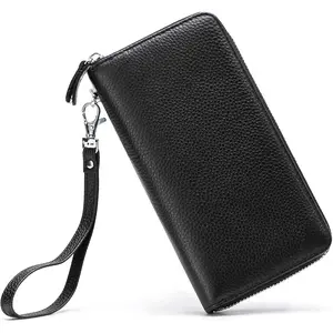 Womens Wallet RFID Blocking  Zip Around Wallet Clutch Wristlet Travel Long Purse for Women