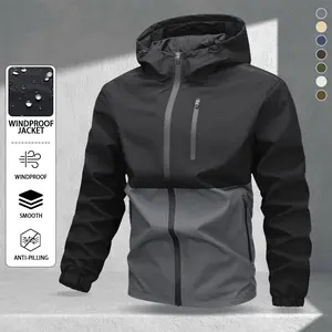Men's Casual Hooded Jacket with Multiple Pockets for Outdoor Hiking Travel Sports Leisure Daily Commuting Wear Year-Round Windproof Smooth Anti-Pilling  Coats Long Sleeve Zippers Operator jackets men