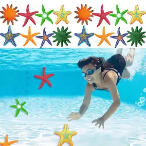 Large Dive Pool Accessories, Beach Colorful Starfish Summer Swimming Underwater Soft Rubber Throwing Toys, Birthday Pool Party Gifts